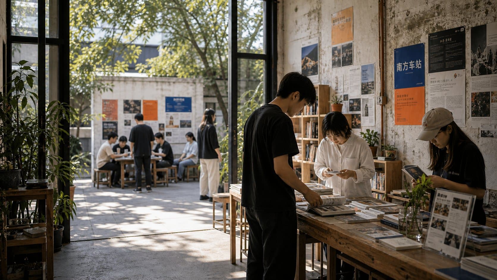 创作者在南方车站公共活动现场展示和交流作品